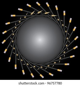 Abstract background with black pencils