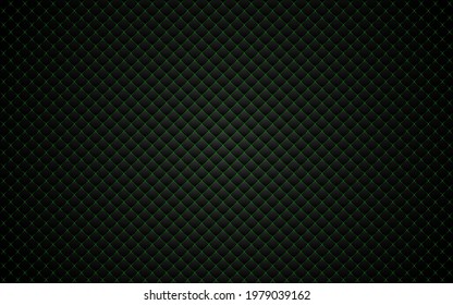 Abstract background of black polyhedron green border. Dark vector background