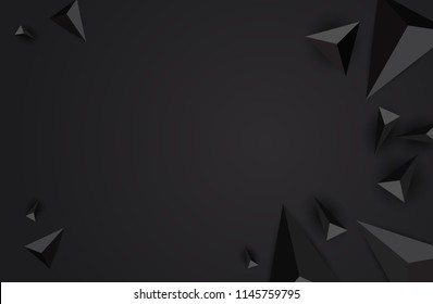 Abstract Background with Black Realistic Triangles. Futuristic Space. Vector illustration
