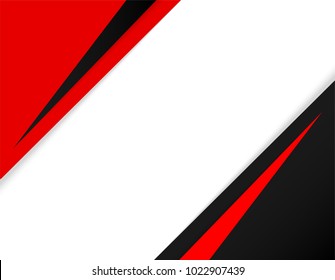 abstract background black, red,white  paper art style design with shadows. Vector