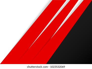 abstract background black, red,white  paper art style design with shadows. Vector