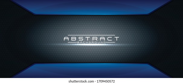 Abstract background black and shine blue  luxury modern design