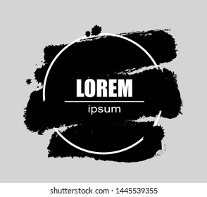 Abstract background with black spots and a white,circle frame. Hand drawn vector,grey background collection for your design. Vector illustration EPS10