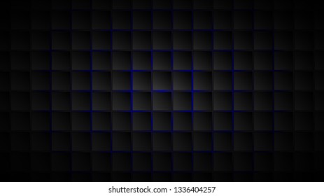 Abstract background of black square tiles with blue gaps between them
