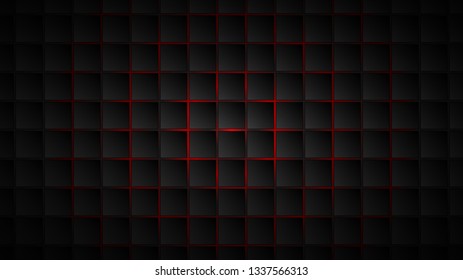 Abstract background of black square tiles with red gaps between them