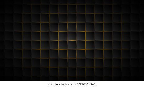 Abstract background of black square tiles with yellow gaps between them