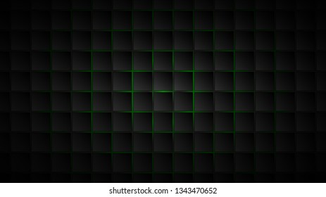 Abstract background of black square tiles with green gaps between them