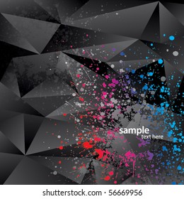Abstract background with black triangles and color sprays