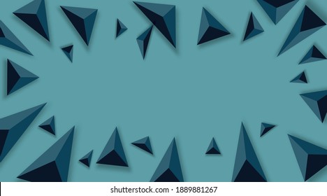 Antecedentes abstractos con triángulos negros. Realista y 3D. Ilustración vectorial sobre fondo azul.