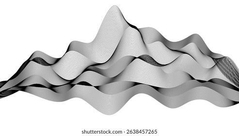 Abstract background with black wave lines on empty space geography design. Vector illustration