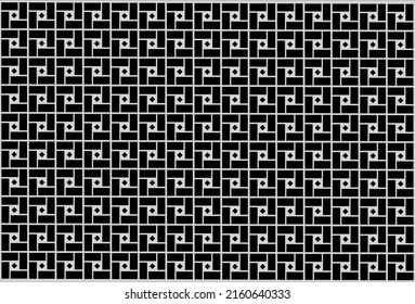 Abstrakter Hintergrund mit schwarz-weißer Grundfarbe, schöner Schachtel und Formverzierung
