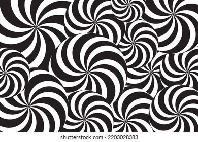 Abstract background with black and white circles. 