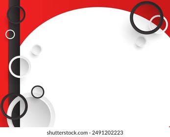 Abstract background of black and white circles and green lines, eps 10, editable.