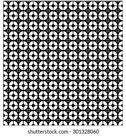 Abstract background with black and white circles and lines. Seamless pattern