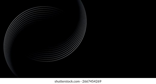 Fondo Abstractas con líneas onduladas circulares en blanco y negro. Ilustración vectorial de portadas, Anuncios, folletos, certificados y tarjetas. Eps. 5.