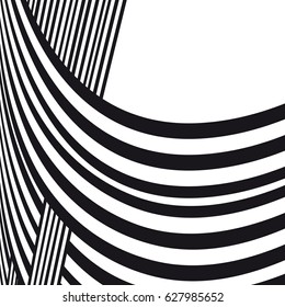 Abstract background. Black and white curve lines with frame for message