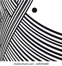 Abstract background. Black and white curve lines with frame for message
