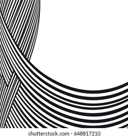 Abstract background. Black and white curve lines with frame for message
