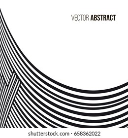Abstract background. Black and white curve lines with frame for message