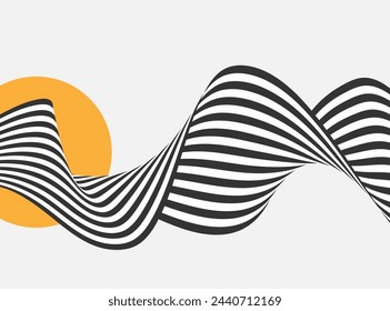 Abstract background  black and white curves, flow, wave.