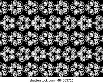 abstract background black and white, white flowers, background for presentation