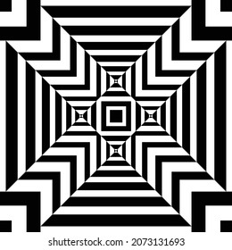 Abstract background. Black and white geometric backdrop. Optical illusion design.