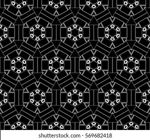 Abstract background. Black and white geometric seamless pattern in modern stylish. Vector seamless pattern