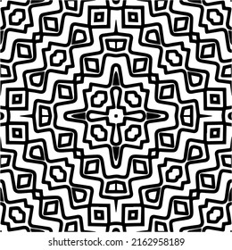 Abstract background with black and white mandala. Line art.Unique geometric vector swatch. Perfect for site backdrop, wrapping paper, wallpaper, textile and surface design. 