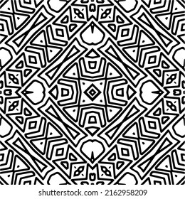 Abstract background with black and white mandala. Line art.Unique geometric vector swatch. Perfect for site backdrop, wrapping paper, wallpaper, textile and surface design. 