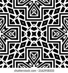 Abstrakter Hintergrund mit schwarz-weißer Mandala. Einzigartige geometrische Vektorgrafik. Ideal für die Website-Hintergrund, Wickelpapier, Tapete, Textil und Oberflächendesign. 