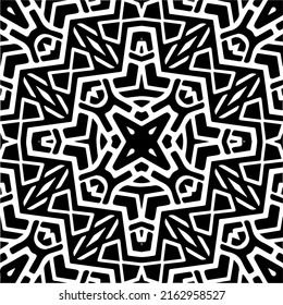 Abstract background with black and white mandala. Unique geometric vector swatch. Perfect for site backdrop, wrapping paper, wallpaper, textile and surface design. 