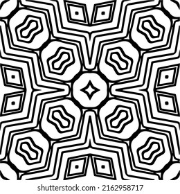 Abstract background with black and white mandala. Unique geometric vector swatch. Perfect for site backdrop, wrapping paper, wallpaper, textile and surface design. 