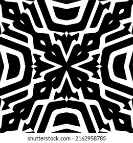 Abstrakter Hintergrund mit schwarz-weißer Mandala. Einzigartige geometrische Vektorgrafik. Ideal für die Website-Hintergrund, Wickelpapier, Tapete, Textil und Oberflächendesign. 
