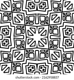 Fondo abstracto con mandala en blanco y negro. Muestra de vector geométrico única. Perfecto para el fondo del sitio, papel envolvente, papel tapiz, textil y diseño de superficie. 