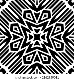 Abstract background with black and white mandala. Unique geometric vector swatch. Perfect for site backdrop, wrapping paper, wallpaper, textile and surface design. 