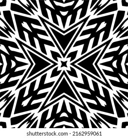 Abstrakter Hintergrund mit schwarz-weißer Mandala. Einzigartige geometrische Vektorgrafik. Ideal für die Website-Hintergrund, Wickelpapier, Tapete, Textil und Oberflächendesign. 