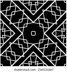 
Abstract background with black and white mandala. Unique geometric vector swatch. Perfect for site backdrop, wallpaper, textile and surface design. Monochrome seamless pattern.