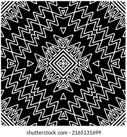 
Abstract background with black and white mandala. Unique geometric vector swatch. Perfect for site backdrop, wallpaper, textile and surface design. Monochrome seamless pattern.