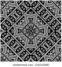 
Abstract background with black and white mandala. Unique geometric vector swatch. Perfect for site backdrop, wallpaper, textile and surface design. Monochrome seamless pattern.