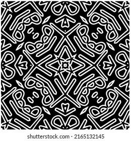 
Abstract background with black and white mandala. Unique geometric vector swatch. Perfect for site backdrop, wallpaper, textile and surface design. Monochrome seamless pattern.