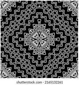 
Abstract background with black and white mandala. Unique geometric vector swatch. Perfect for site backdrop, wallpaper, textile and surface design. Monochrome seamless pattern.