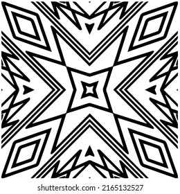 
Abstract background with black and white mandala. Unique geometric vector swatch. Perfect for site backdrop, wallpaper, textile and surface design. Monochrome seamless pattern.