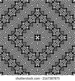 Abstract background with black and white mandala. Unique geometric vector swatch. Perfect for site backdrop, wrapping paper, wallpaper, textile and surface design. 