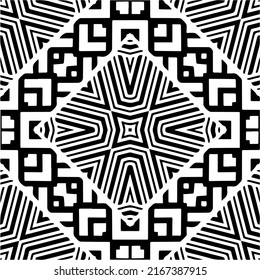Abstract background with black and white mandala. Unique geometric vector swatch. Perfect for site backdrop, wrapping paper, wallpaper, textile and surface design. 