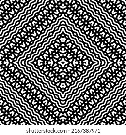 Fondo abstracto con mandala en blanco y negro. Muestra de vector geométrico única. Perfecto para el fondo del sitio, papel envolvente, papel tapiz, textil y diseño de superficie. 