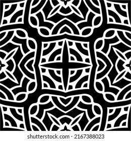 Abstrakter Hintergrund mit schwarz-weißer Mandala. Einzigartige geometrische Vektorgrafik. Ideal für die Website-Hintergrund, Wickelpapier, Tapete, Textil und Oberflächendesign. 