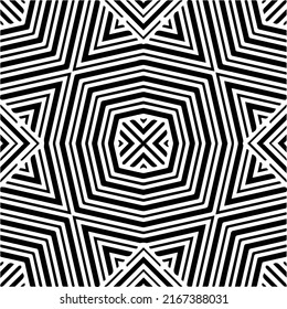 Abstract background with black and white mandala. Unique geometric vector swatch. Perfect for site backdrop, wrapping paper, wallpaper, textile and surface design. 