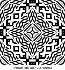 Abstract background with black and white mandala. Unique geometric vector swatch. Perfect for site backdrop, wrapping paper, wallpaper, textile and surface design. 