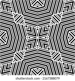 Fondo abstracto con mandala en blanco y negro. Muestra de vector geométrico única. Perfecto para el fondo del sitio, papel envolvente, papel tapiz, textil y diseño de superficie. 