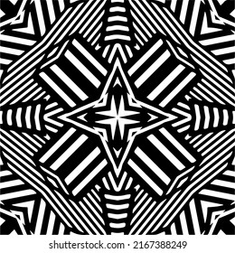 Abstract background with black and white mandala. Unique geometric vector swatch. Perfect for site backdrop, wrapping paper, wallpaper, textile and surface design. 